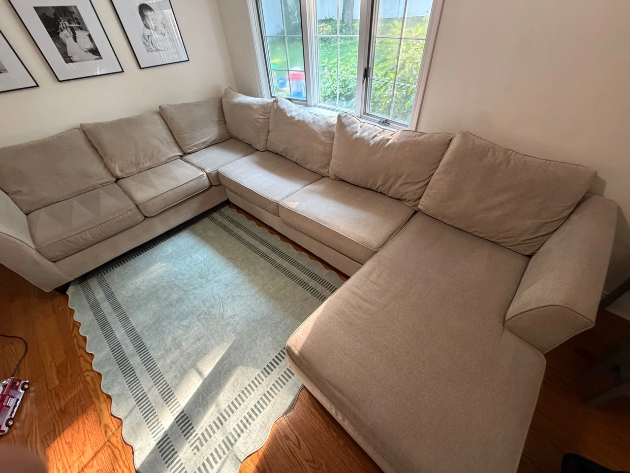 Beige sectional after cleaning