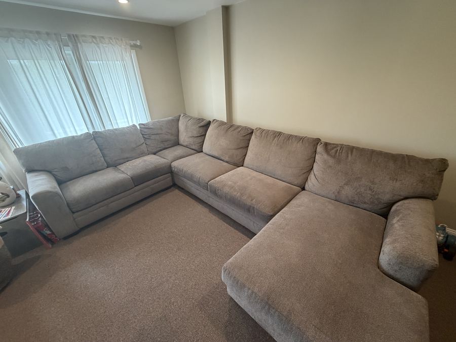 Large U-shape sectional before professional upholstery cleaning in Bergen County NJ