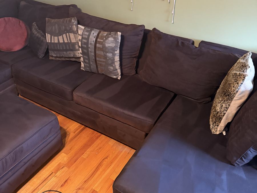 Same brown sectional after professional cleaning